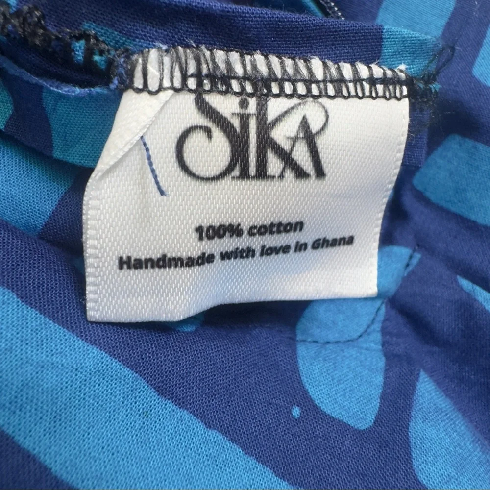 Sika x Anthropologie Blue Geometric Romper NWT Size 6 Belted‎ Cotton Ethical